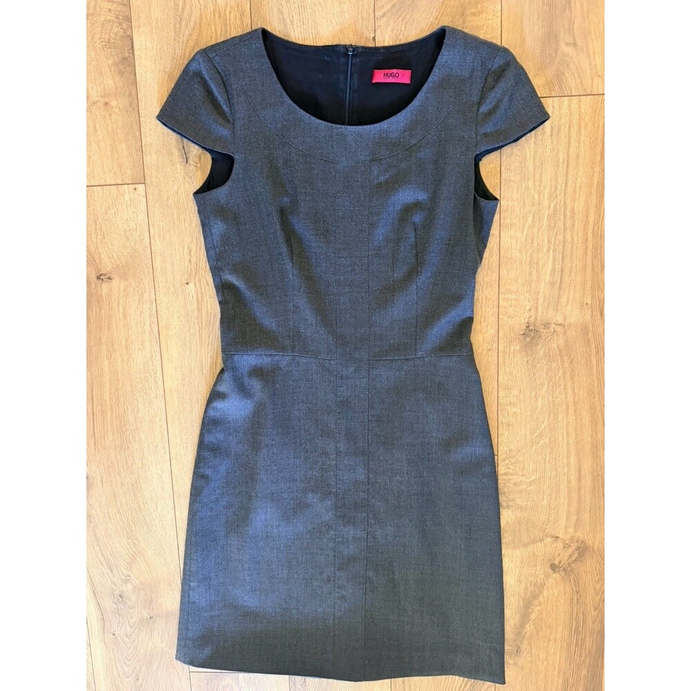 BOSS Hugo Boss Sheath Heather Gray Sleeveless Career Dress Cap Sleeve Size 4